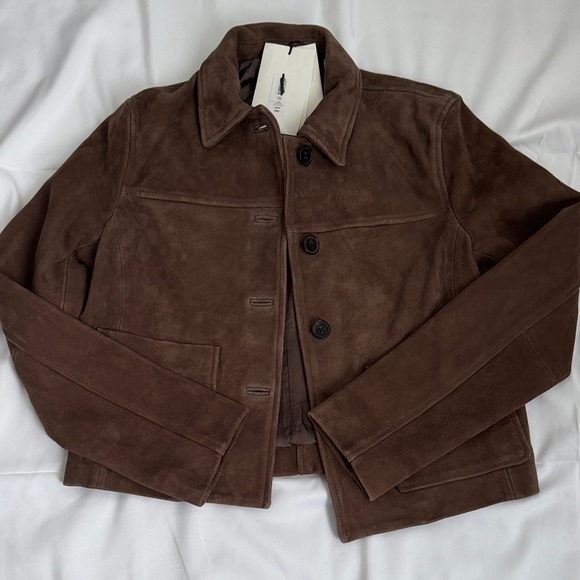 Aritzia Jackets & Blazers - Aritzia Dark Brown Suede Tori Jacket xs nwt
